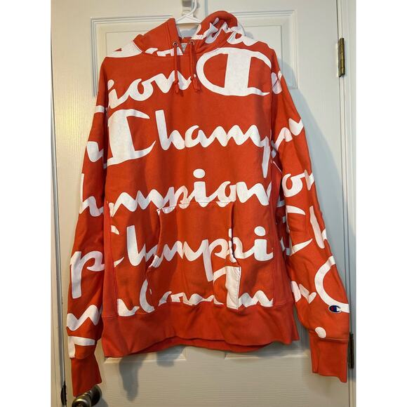 Champion Reverse Weave Women Hoodie All Over Script Sz: X large - Picture 1 of 4